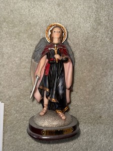 Roman Inc Saint Uriel Archangel Figurine on Wood Base Religious Statue