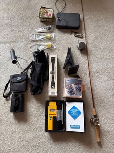Mixed Outdoor Gear Lot Bushnell Binoculars Delmhorst Meter Rod