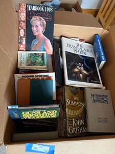 Box Lot of Assorted Hardcover Books Magazines Reference Hunting