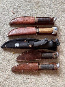 Assorted Fixed Blade Hunting Knives with Leather & Nylon Sheaths