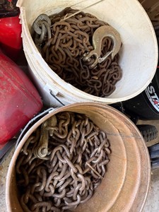 Lot of Assorted Heavy Duty Tow Chains with Hooks Farm Trailer Use