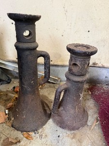 Pair of Antique Cast Iron Farm or House Jacks Primitive Tool Decor