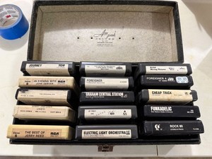 Vintage 8-Track Tape Lot w Ampak Case Journey Rush Foreigner REO