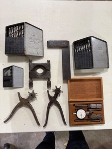 Vintage Machinist Tool Lot Drill Indexes Punches Square & Dial Set