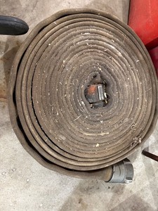 Vintage Canvas Fire Hose With Metal Couplings Brown Utility Hose