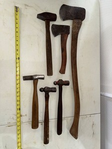 Lot of Vintage Axes, Hatchets & Hammers Wood Handled Hand Tools