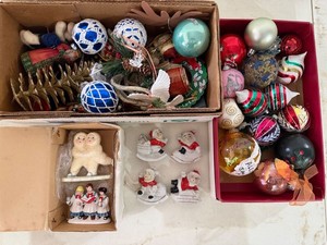 Vintage Christmas Ornaments & Japan Figurines Holiday Decor Lot