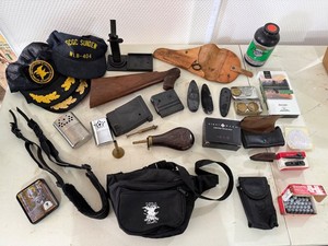 Assorted Hunting & Shooting Accessories Lot Caps Holster Magazines