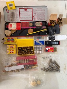 Vintage Sears Gun Cleaning Kit with Mixed Ammunition & Reloading Lot