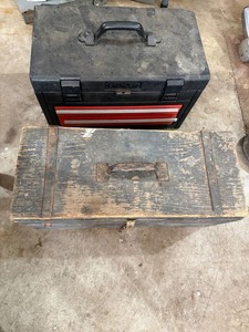 Stanley Portable Toolbox & Vintage Wooden Tool Box Storage Lot