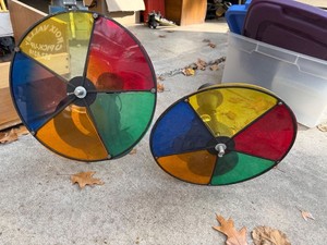 Pair Vintage Aluminum Christmas Tree Color Wheel Spotlights