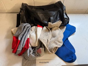 Leather Duffle Bag & Wool Socks
