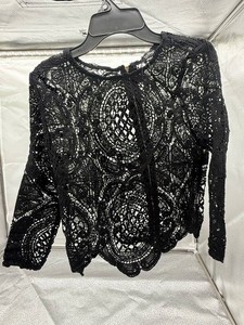 New Boohoo Black Lace Cardigan & White Blouse (Lot of 2)