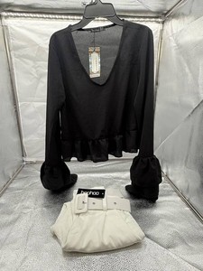 Boohoo Black Peplum Top & White Belted Trousers Mixed Lot