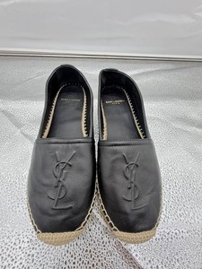 NEW Saint Laurent Paris Leather Espadrille Slip-On Shoes Size 35