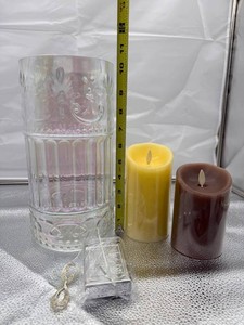 Pressed Glass Vessel, Flameless Candles & Accessory Mixed Lot