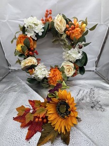 Artificial Floral Wreath & Sunflower Pick Mixed Lot