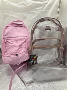 Pink & Clear Transparent Backpacks (Lot of 2)
