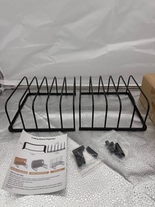Black Metal Cutting Board Organizer Rack Set