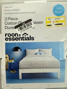 Room Essentials 3-Piece Cotton Blend Sateen Duvet Cover Set FullQueen