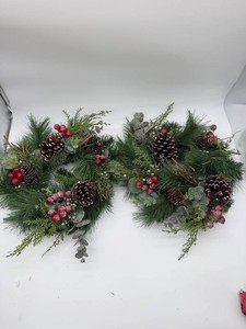 Winter Evergreen Pinecone Wreaths - Set of 2