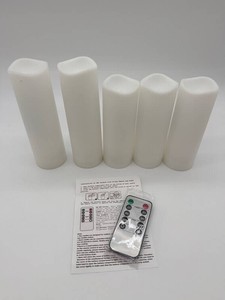 Set of 5 Flameless LED Pillar Candles With Remote and Timer