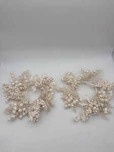 White & Silver Holiday Berry Wreaths (Lot of 2)