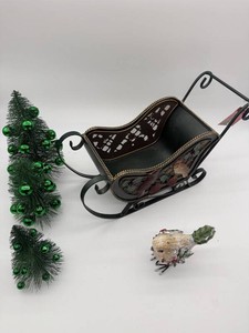 Decorative Christmas Sleigh, Trees & Bird Figurine Mixed Lot