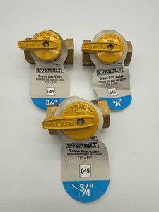 Everbilt 434671 34 in Brass Gas Valves FIP X FIP (Lot of 3)
