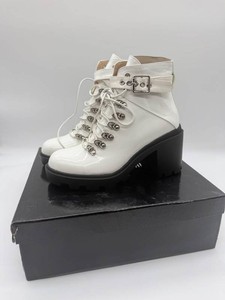 PrettyLittleThing NF-1758 White Lace-Up Heeled Boots Size 3
