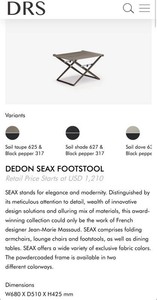 $1,210 NEW DEDON SEAX Folding Footstool - Sail Taupe & Black