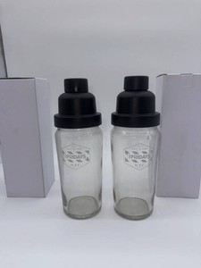 TGI Fridays NYC Glass Bottles With Black Lids (Lot of 2)