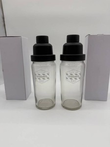 TGI Fridays NYC Glass Bottles With Black Tops (Lot of 2)