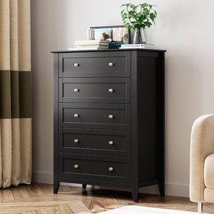 $170 IDEALHOUSE Black 5-Drawer Dresser, Tall Chest