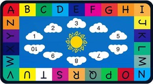 $155 Genki Blue Classroom Rug ABC & Numbers