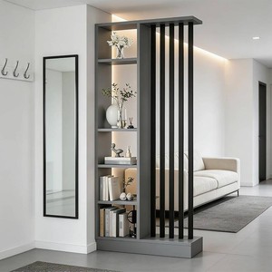 $219 Room Divider with Shelves (GrayBlack)