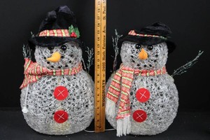 Clear Mesh Snowman Decorations With Hats and Scarves 19H
