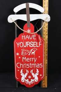 Rustic Wooden Christmas Sled Wall Decor - Merry Christmas 26H