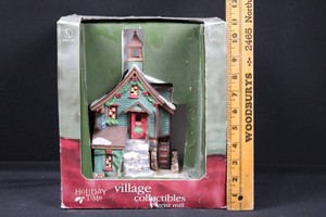 Holiday Time Village Collectibles Grist Mill Lighted Porcelain Building