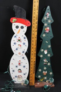 Vintage Lighted Christmas Snowman & Tree Decorations 24H