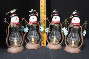 Snowman Solar Lantern Ornaments (Lot of 4)