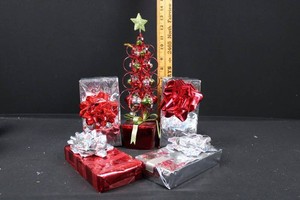 Christmas Gift Box Decor Set With Tree Centerpiece