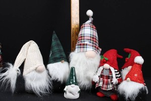 Assorted Holiday Gnome Figurines - Plush & Ceramic (Lot of 7)