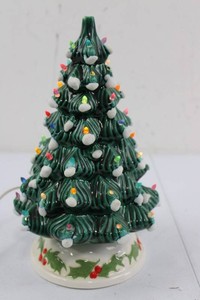 Green Ceramic Christmas Tree With Multicolor Lights - 12