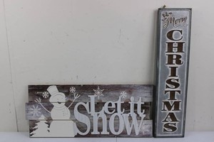 Christmas Let It Snow & Merry Christmas Signs (Lot of 2)