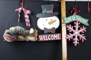Christmas Snowman, Reindeer & Snowflake Hanging Decor (Lot of 3)