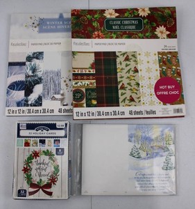 Christmas Paper & Holiday Card Mixed Lot - 4 Pieces