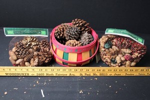 Holiday Time Cinnamon Scented Pine Cones & Christmas Basket
