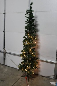 Pre-Lit Artificial Half Christmas Tree With Warm White Lights - 6.5 Ft