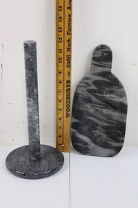 Marble Decorative Stand and Paddle-Shaped Slab Set